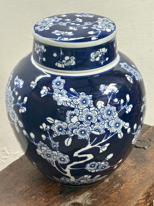 Vintage Blue And White Ginger Jar