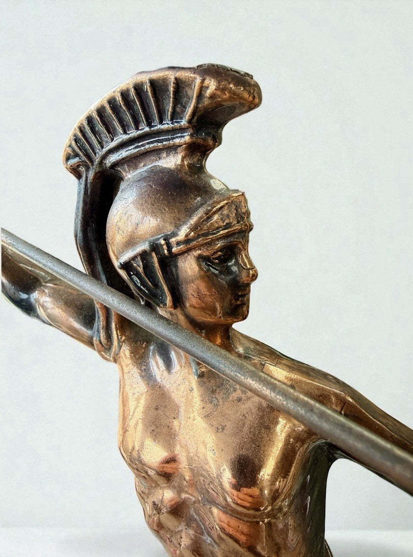 Large Vintage Antique Bronzed Copper Statue Greek God Achilles marble base