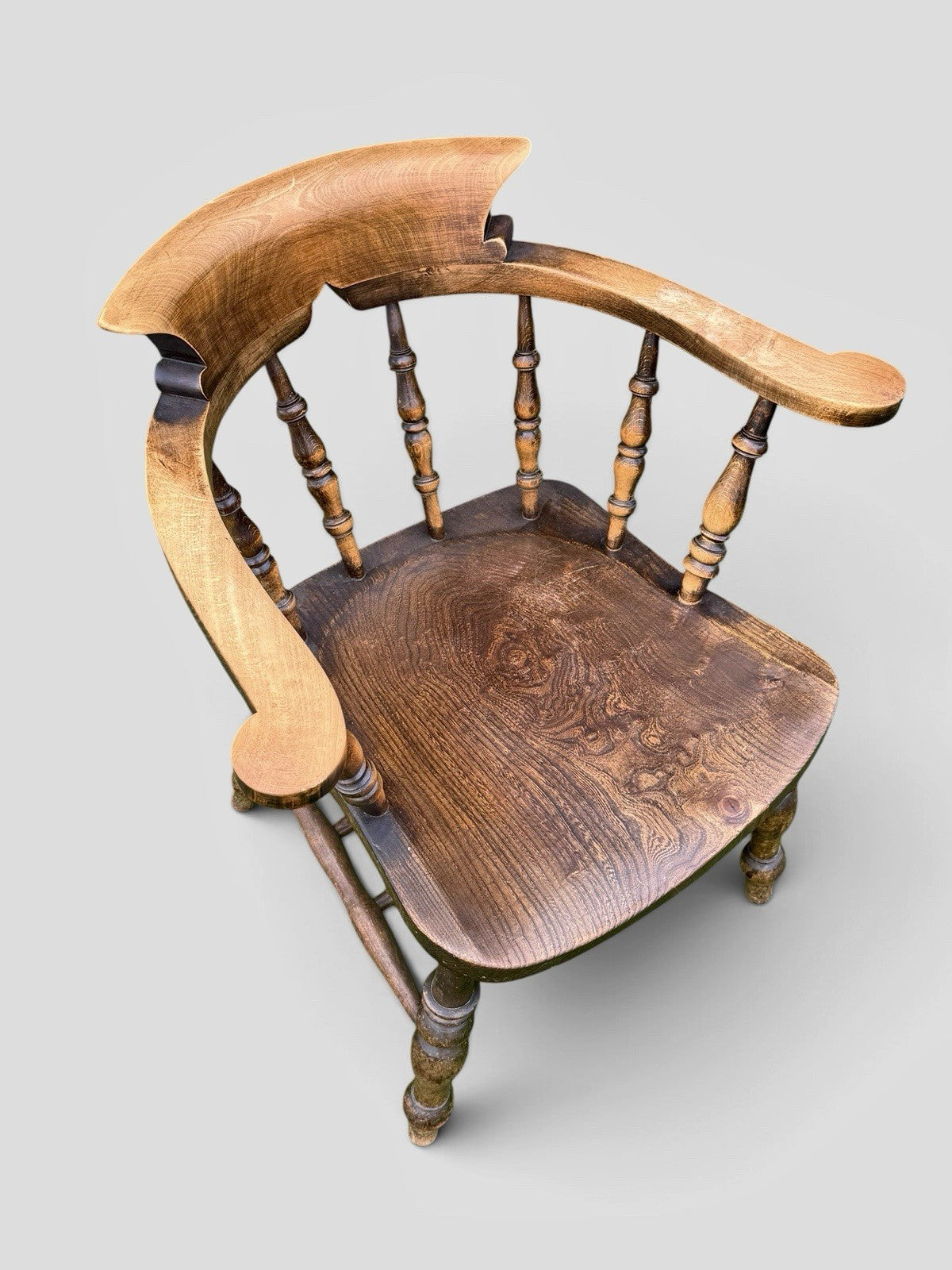 Antique Victorian Beech & Elm Smokers Captains Chair English Circa 1890