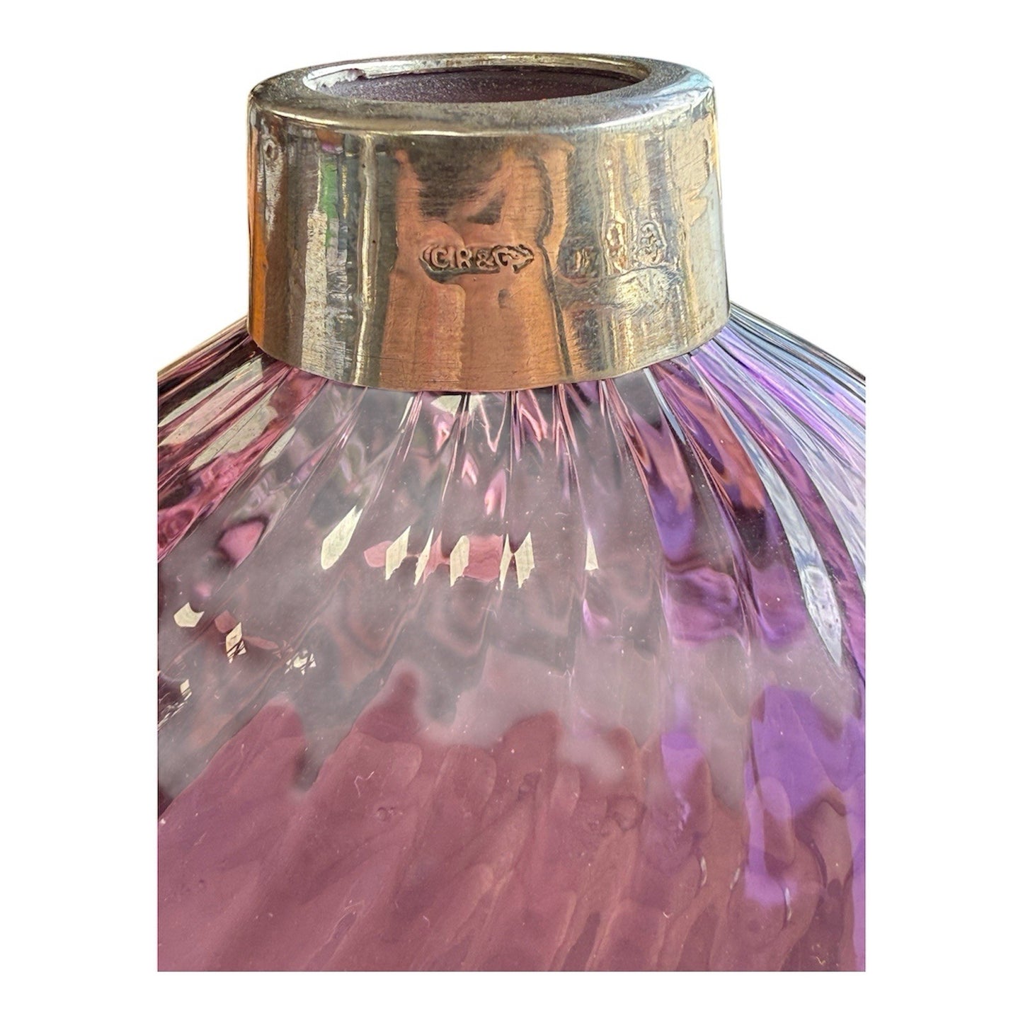 Victorian Amethyst Wrythen Glass Perfume Bottle 
