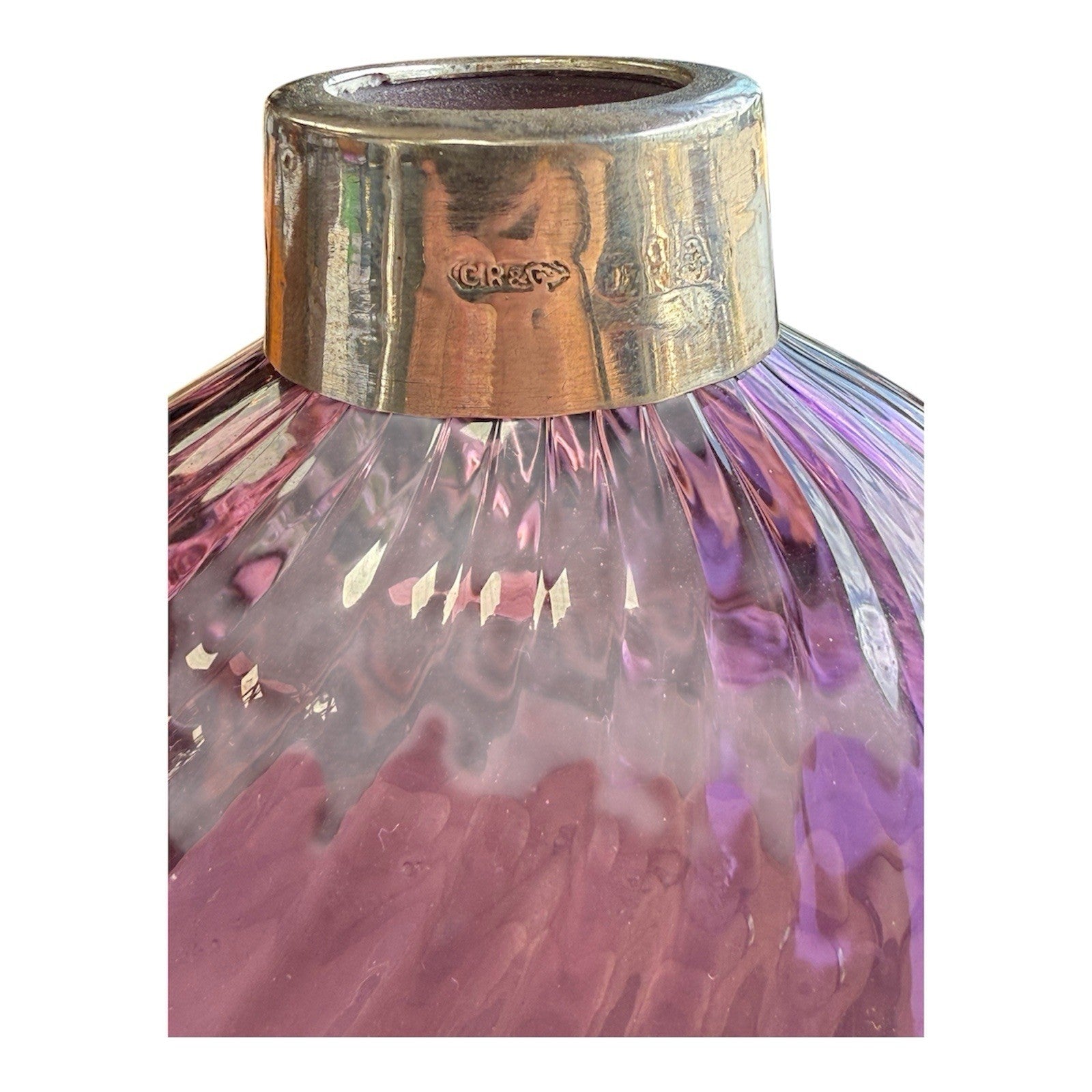 Victorian Amethyst Wrythen Glass Perfume Bottle 