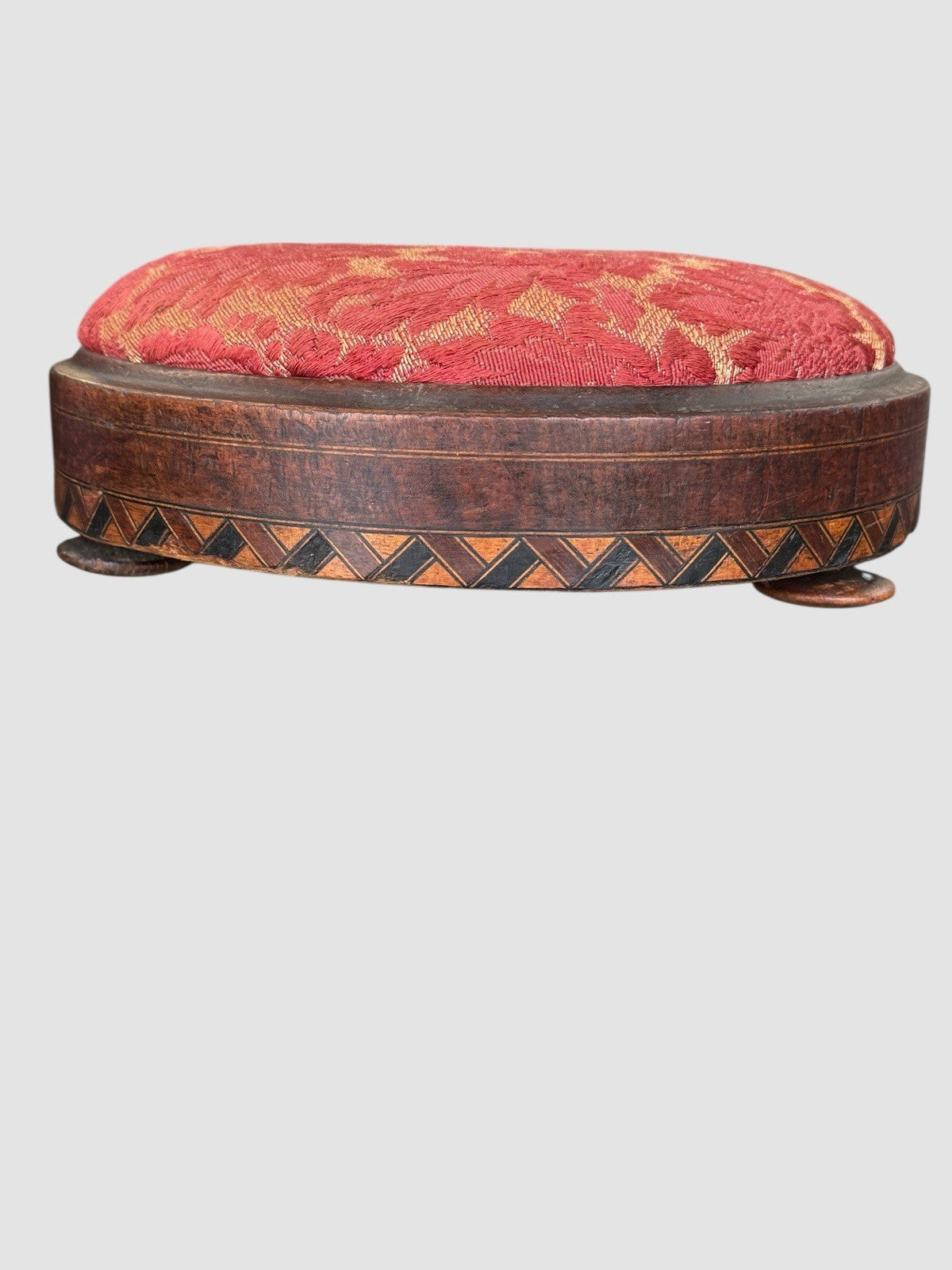 English Victorian Ebonised Cushioned Footstool Art Nouveau Detail