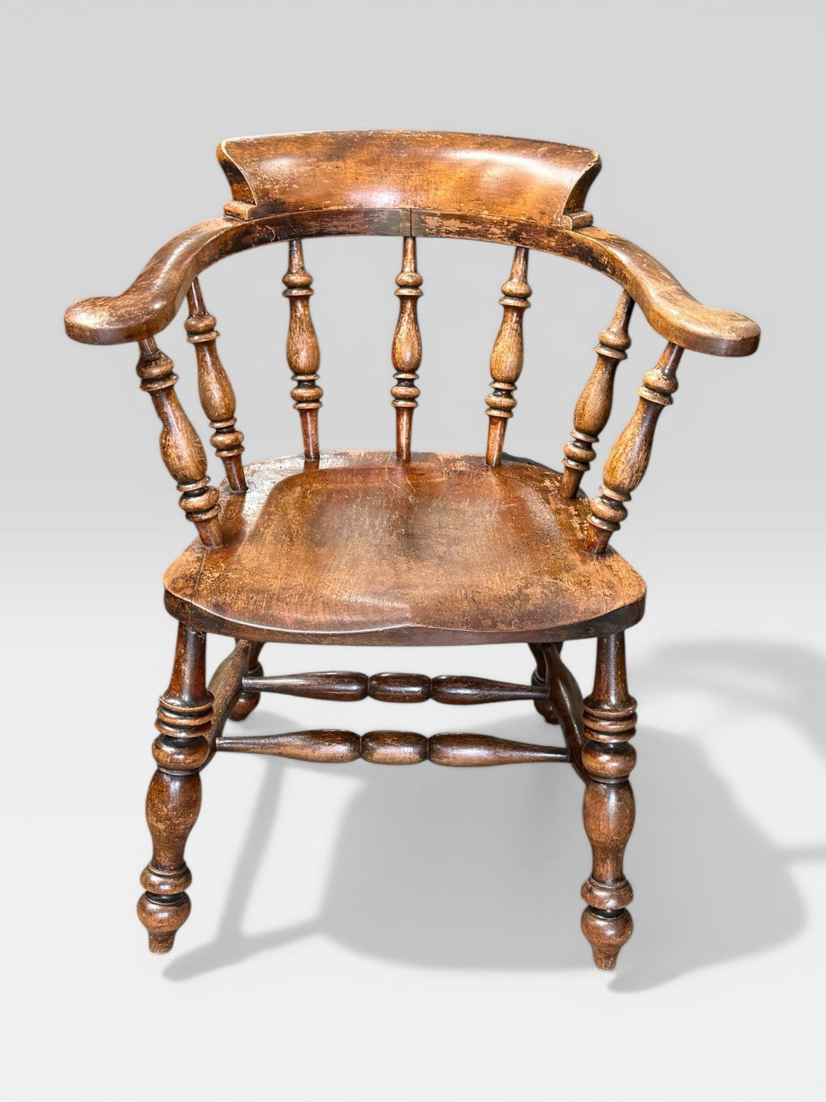 Antique Victorian Oak Captain’s Chair Desk Armchair Carver Seat Vintage