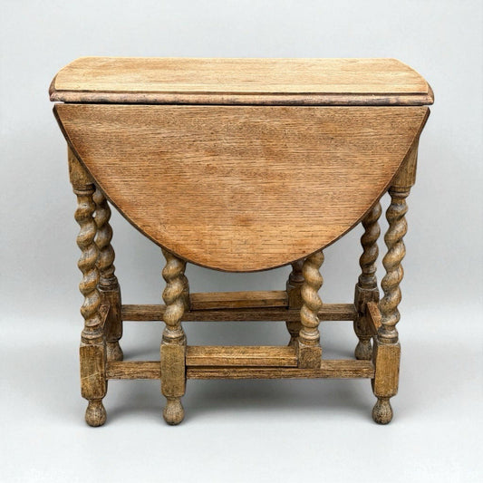 Antique Light Oak Barley Twist Drop Leaf Gate Leg Table Oval  Occasional