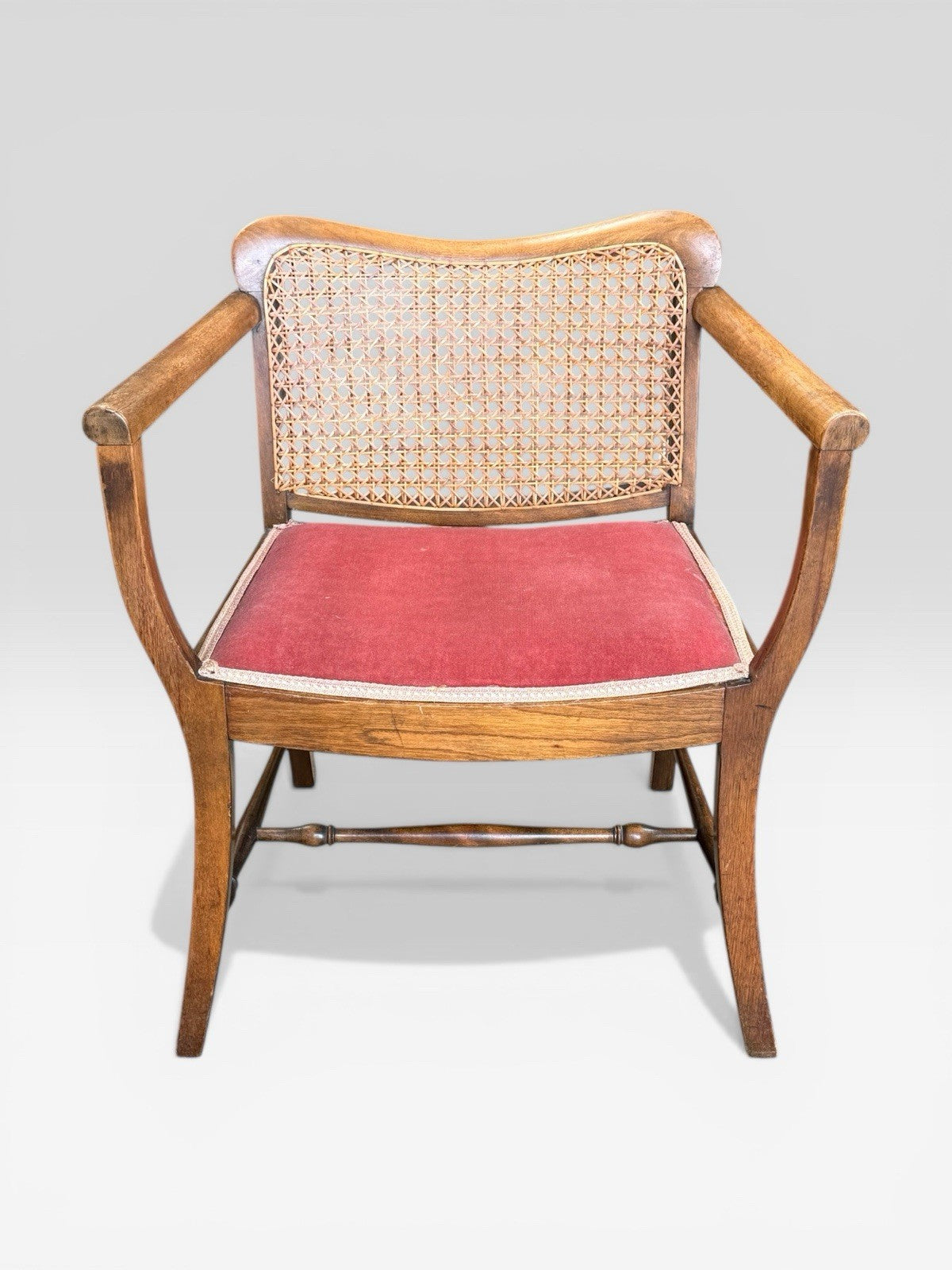 Antique James Shoolbred Childs Bergere Chair Cane Seat Armchair