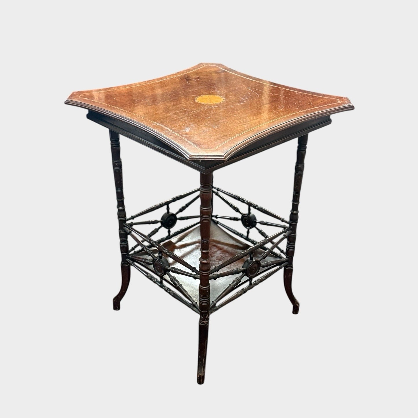 Antique Edwardian Sheraton Revival Side Table Inlaid Mahogany Occasional Table