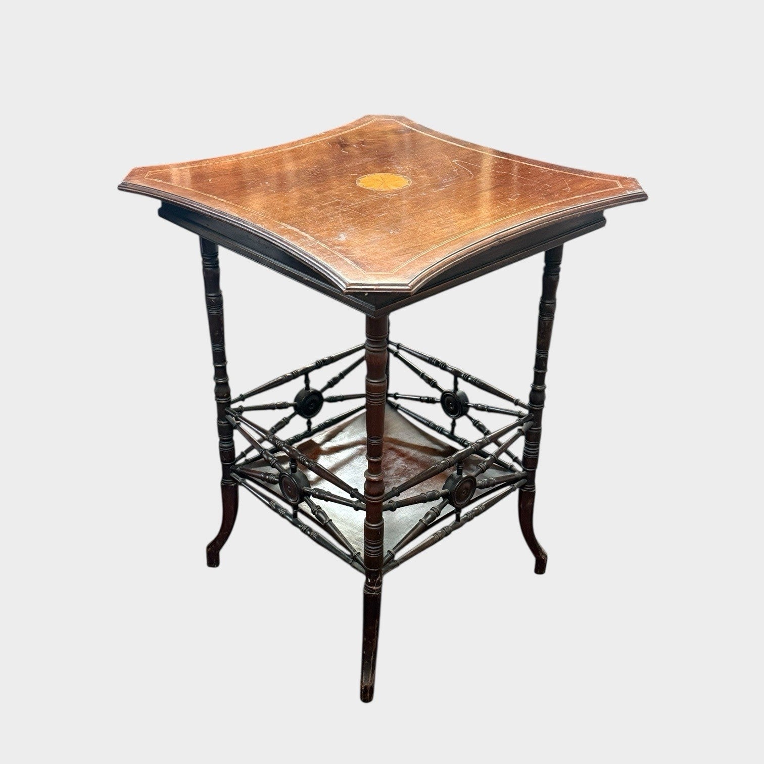 Antique Edwardian Sheraton Revival Side Table Inlaid Mahogany Occasional Table