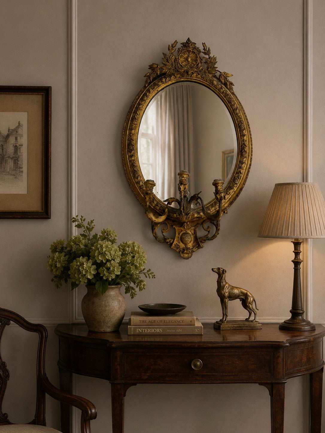 Antique Victorian Gilt & Gesso Girandole Mirror C1850 Ornate Wall Mirror
