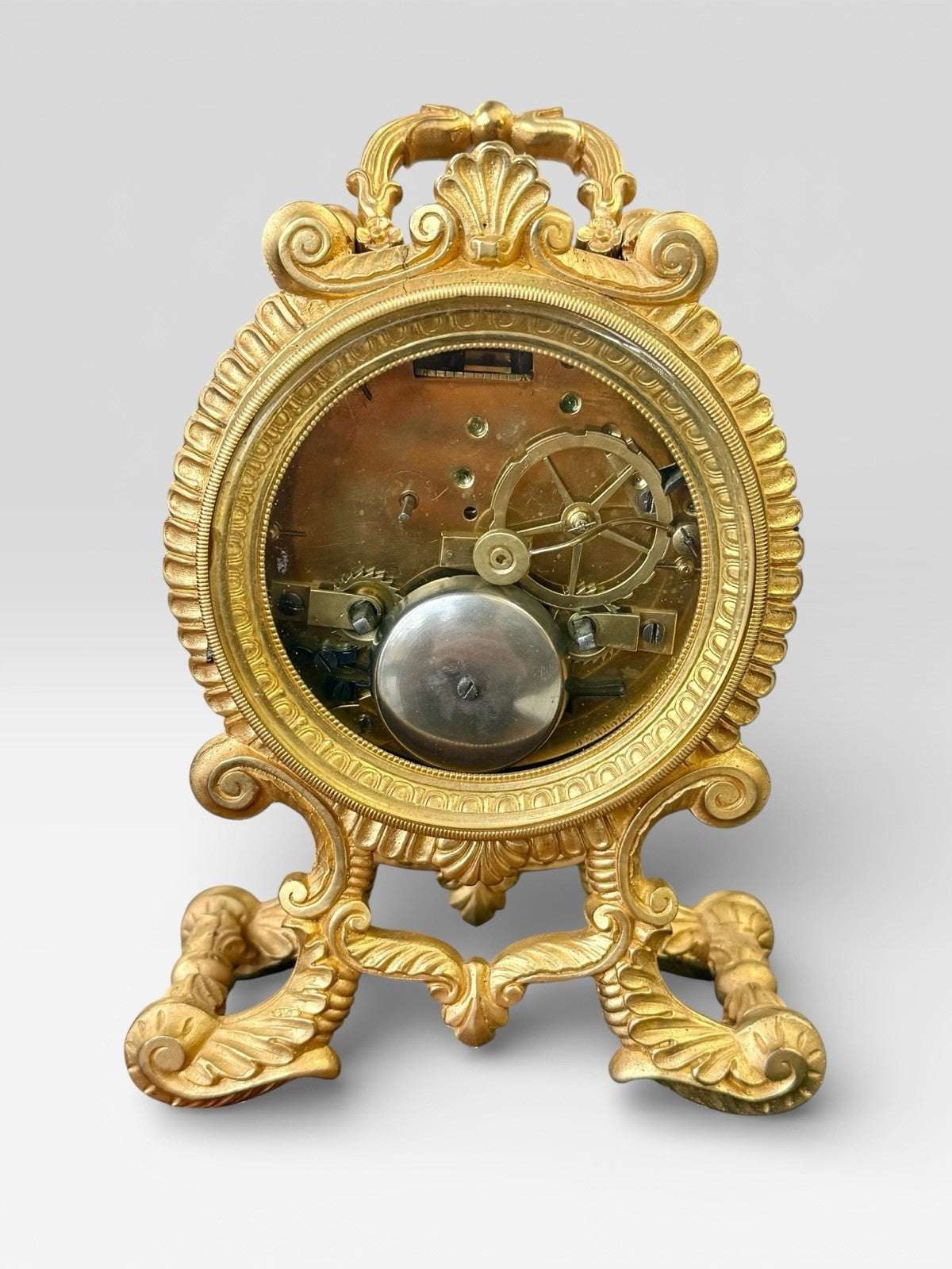 Antique French Ormolu Mantel Clock Rococo Gilt Bronze 19thC