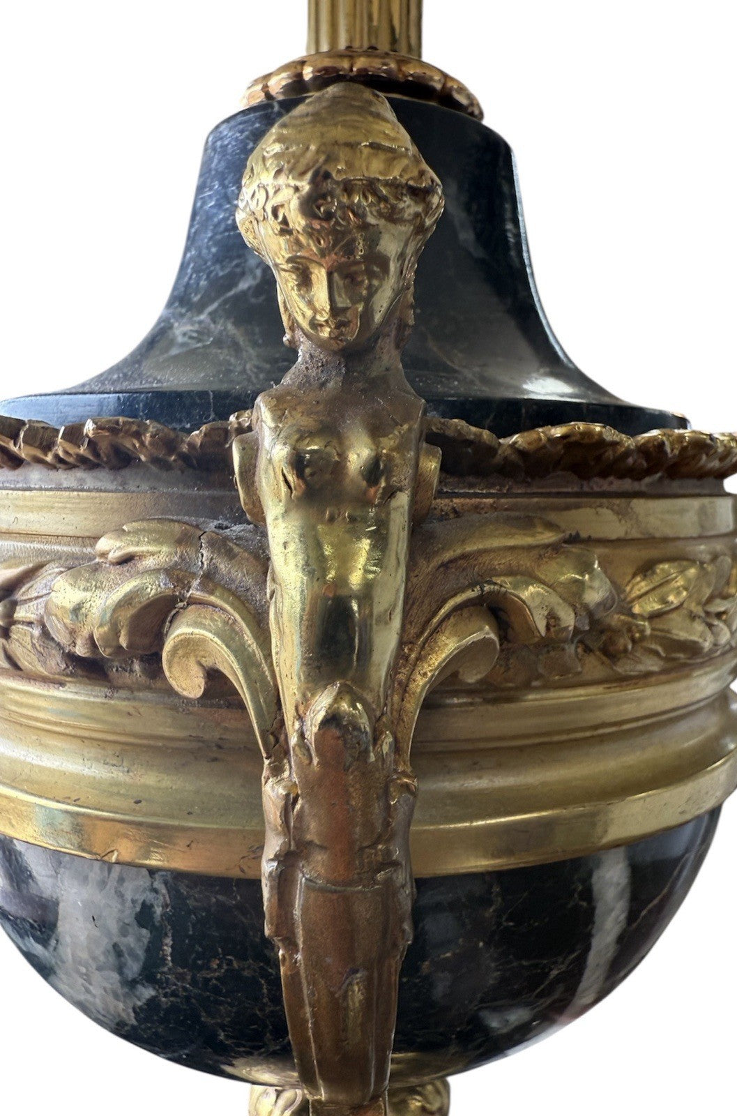 Vintage Neoclassical Black Marble Table Lamp