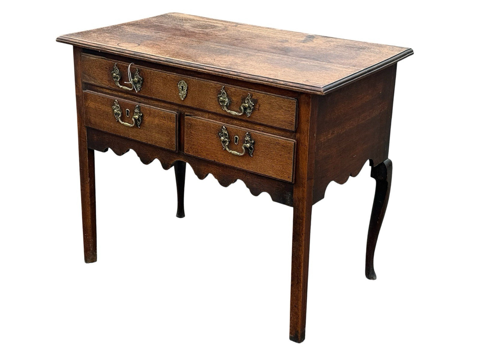 Antique Georgian Oak Lowboy Side Table 18th Century 3 Drawer Dresser Base