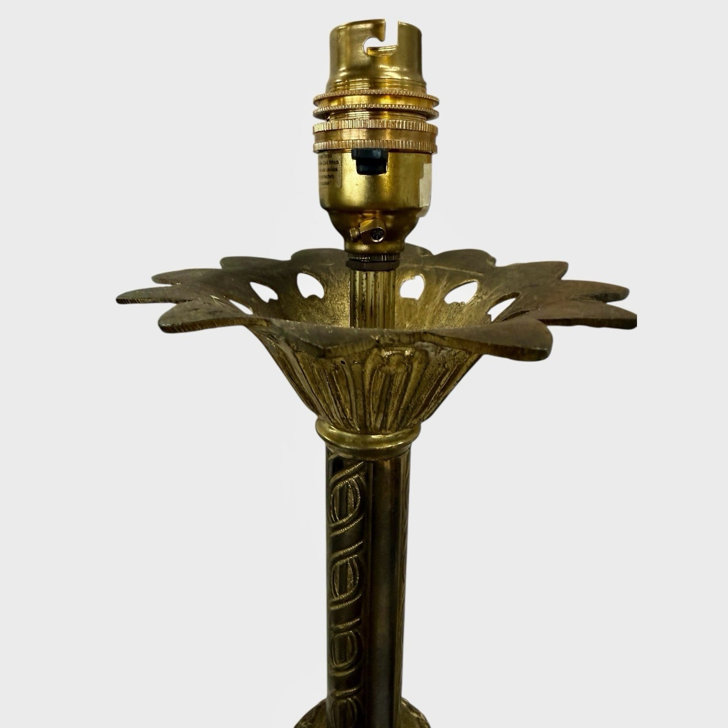 Pair of Vintage Column Table Lamps Classic Brass Style Bedside Lights