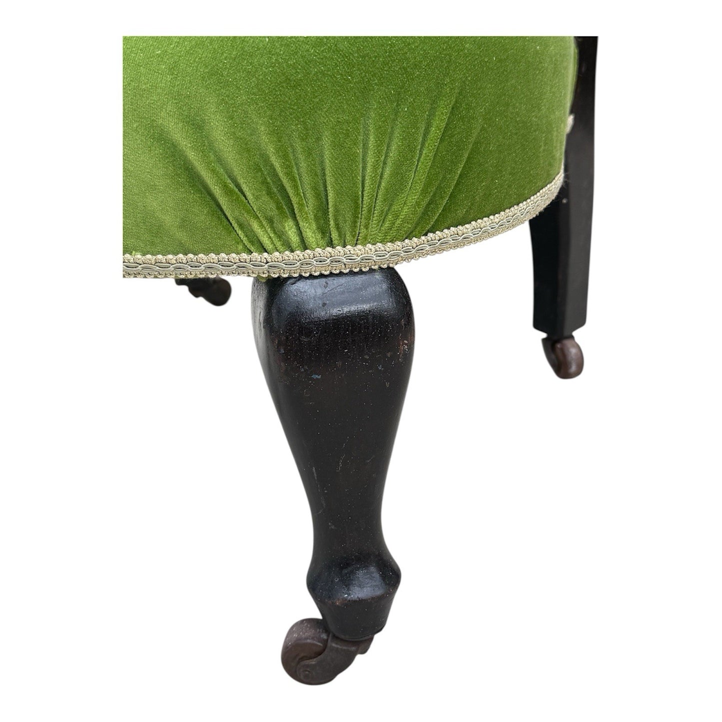Antique Green Velvet Bedroom Chair 