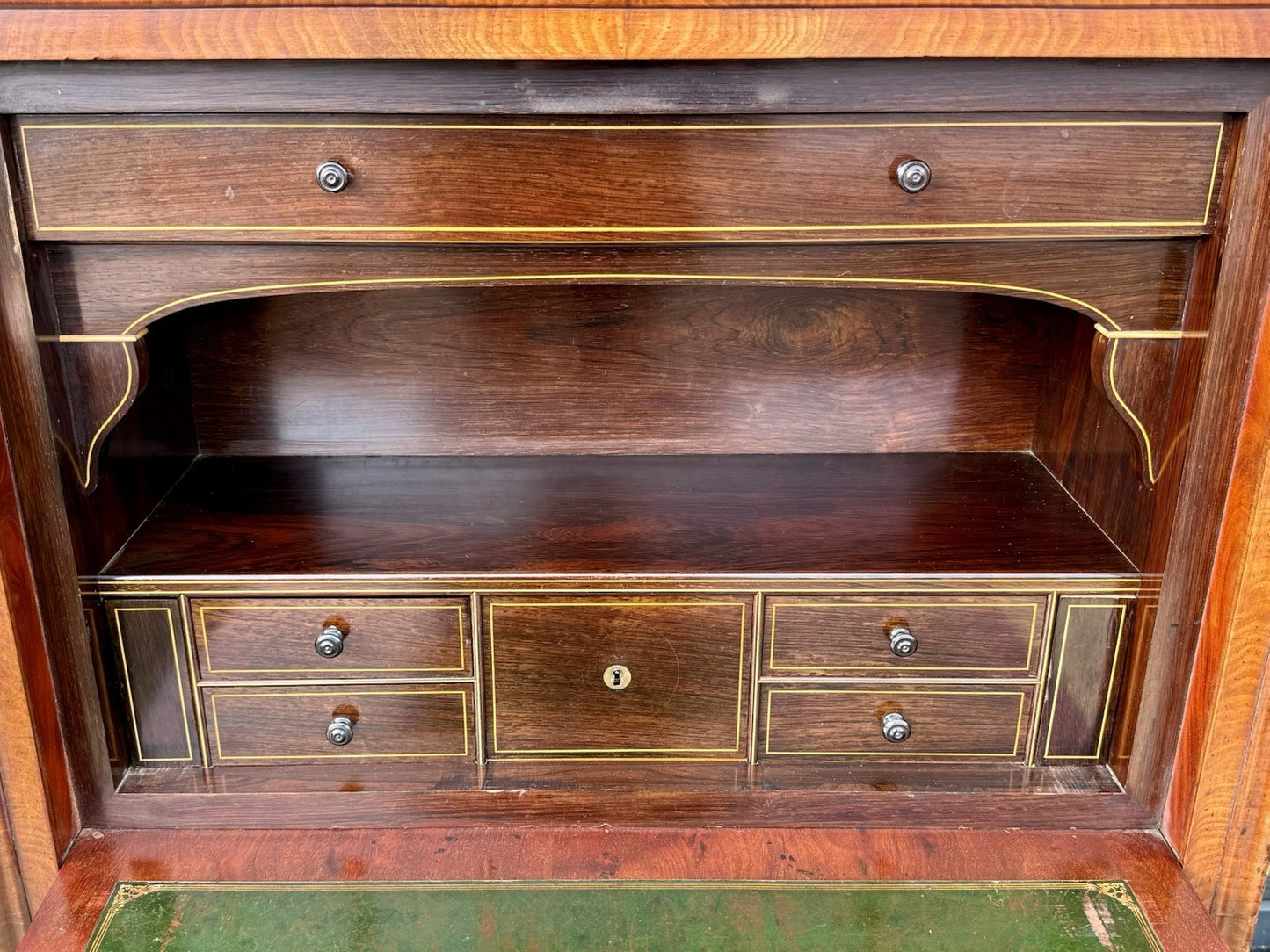 Antique French 19th Century Flame Mahogany Secretaire