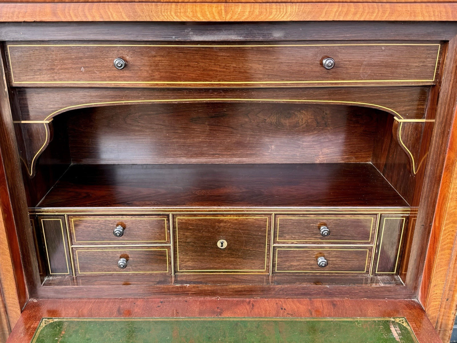 Antique French 19th Century Flame Mahogany Secretaire