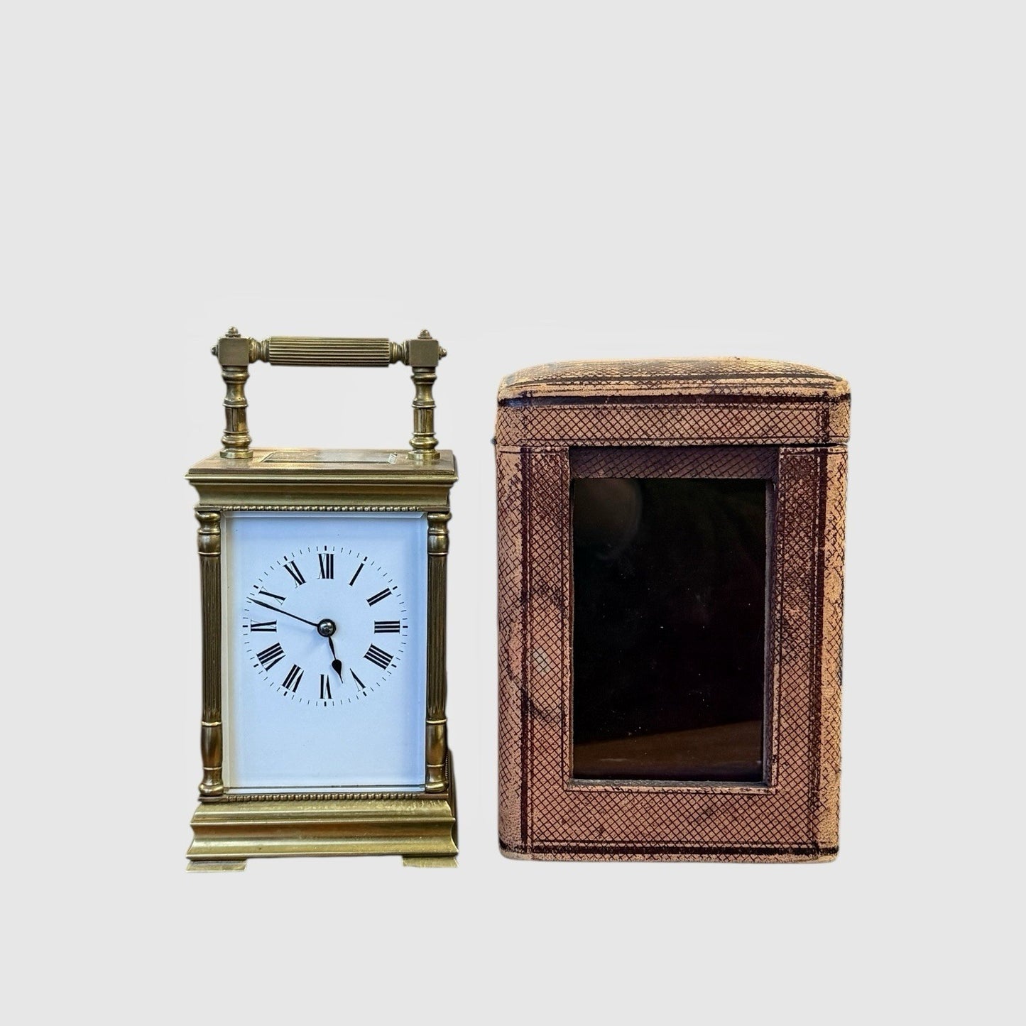 Antique French Brass Carriage Clock Cased Timepiece