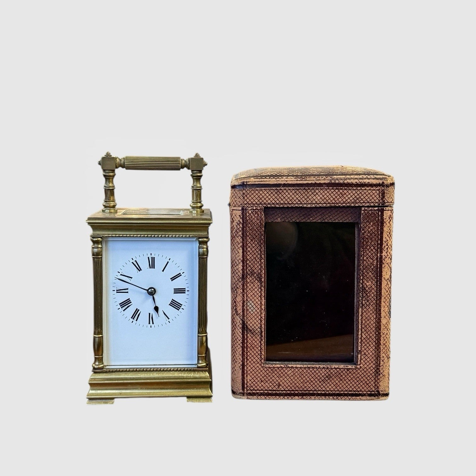 Antique French Brass Carriage Clock Cased Timepiece
