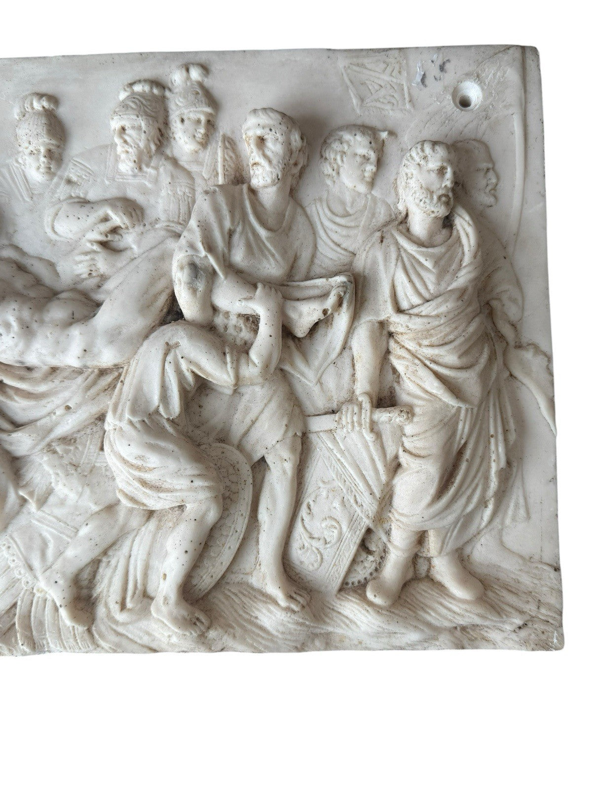 Vintage Roman Sarcophagus Relief Plaque Classical Stone Wall Art Antique Style