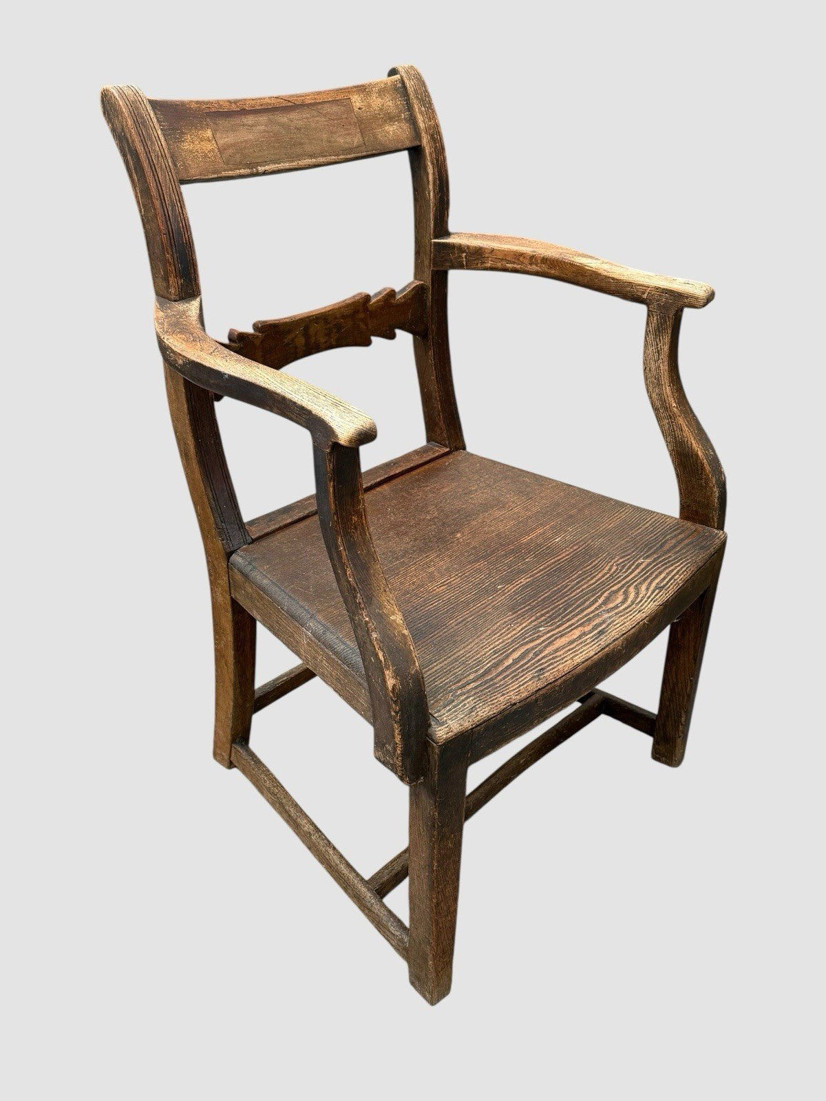 Antique Georgian Welsh Oak Carver Chair 18th Century Country Armchair