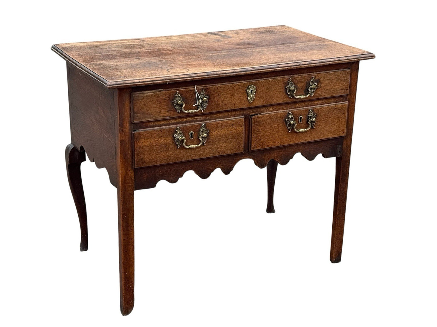 Antique Georgian Oak Lowboy Side Table 18th Century 3 Drawer Dresser Base