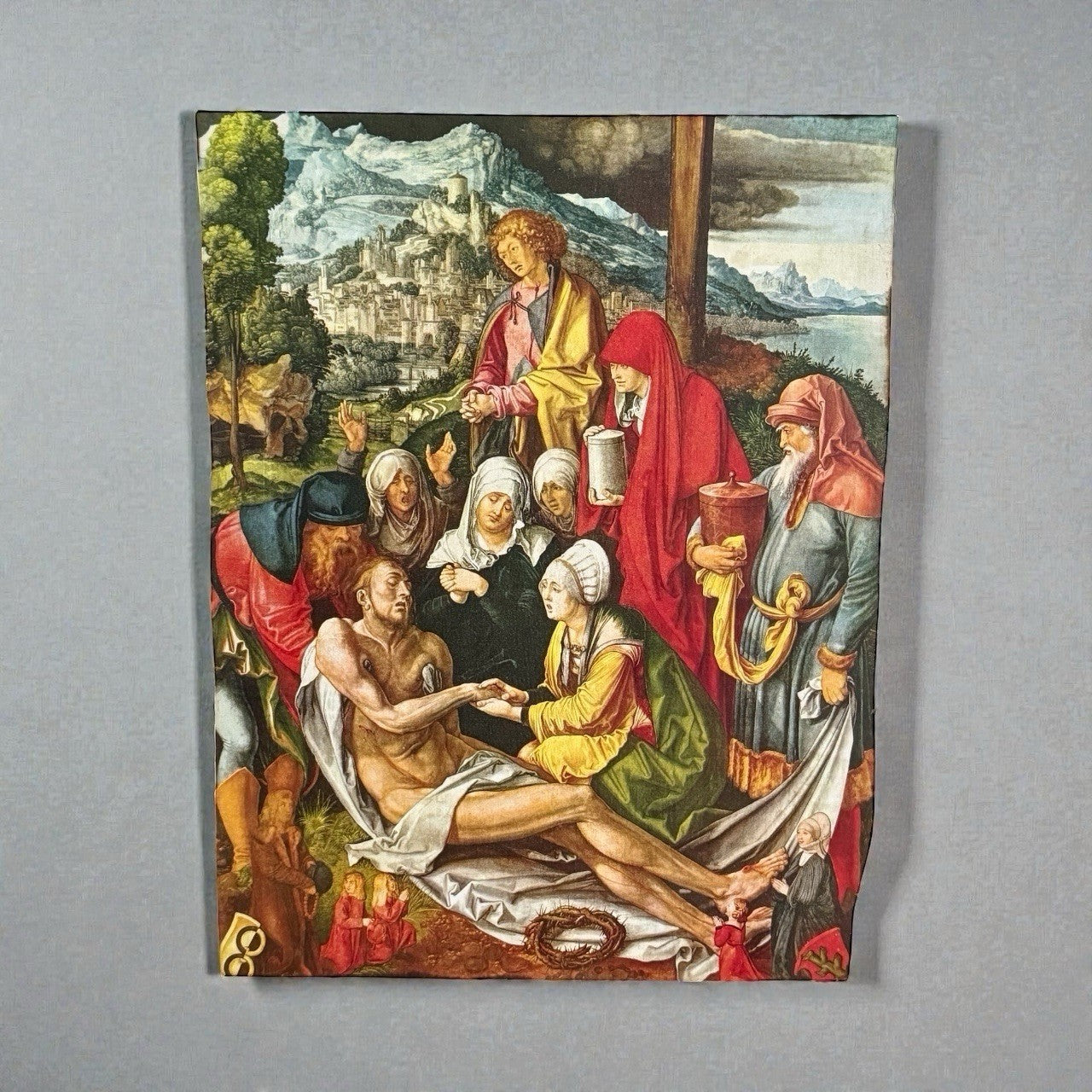 Vintage Handmade Religious Icon on Reclaimed Antique Oak Panel