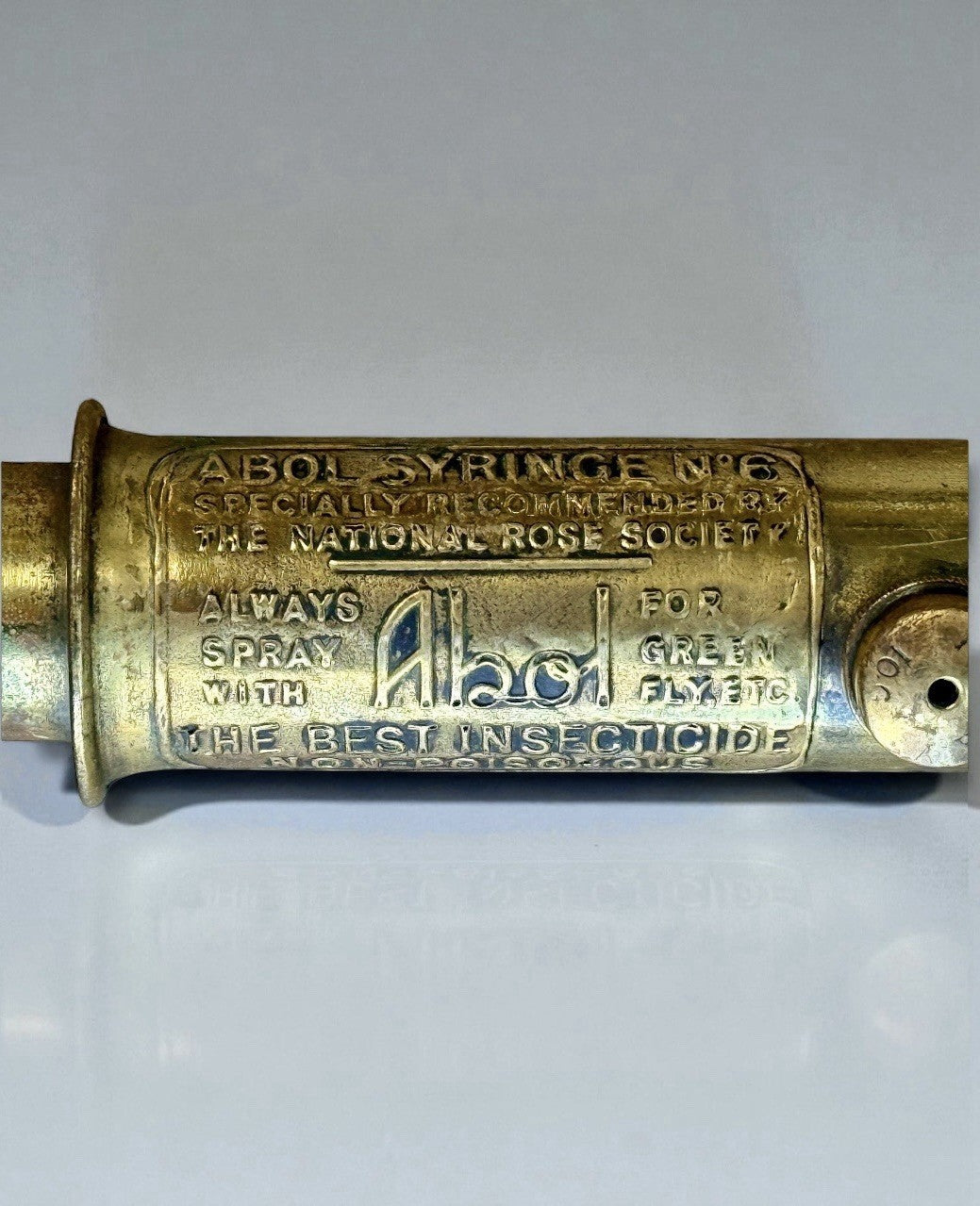 Vintage Abol Syringe No 6 Rose Garden Sprayer Brass Pump Display Wooden Handle