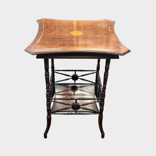 Antique Edwardian Sheraton Revival Side Table Inlaid Mahogany Occasional Table
