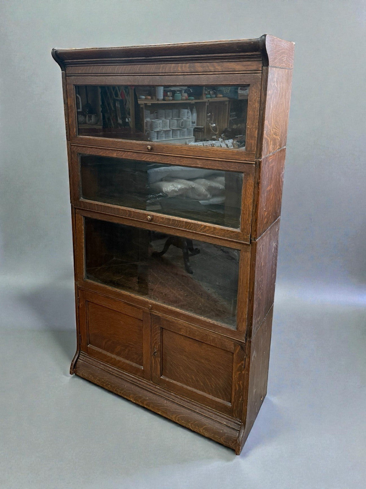 Antique Globe Wernicke Style Barristers Bookcase  Vintage Storage