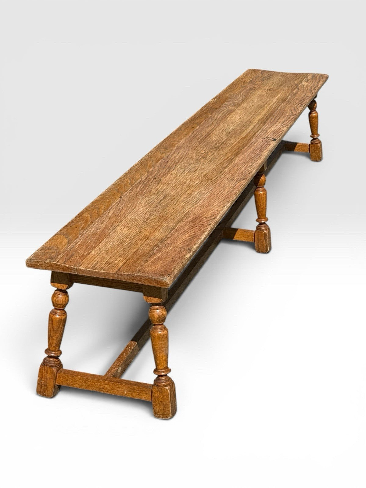 Antique Oak Farmhouse Bench Hall Pew Settle Seat Rustic 8ft