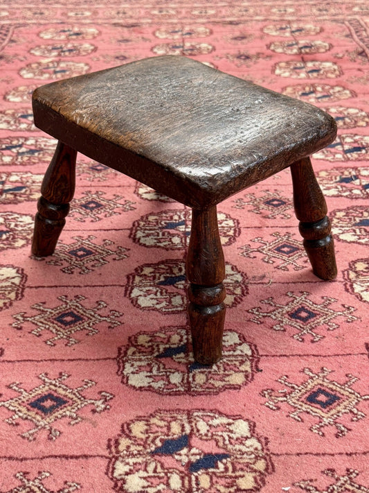 Tiny Oak Stool with Great Patina