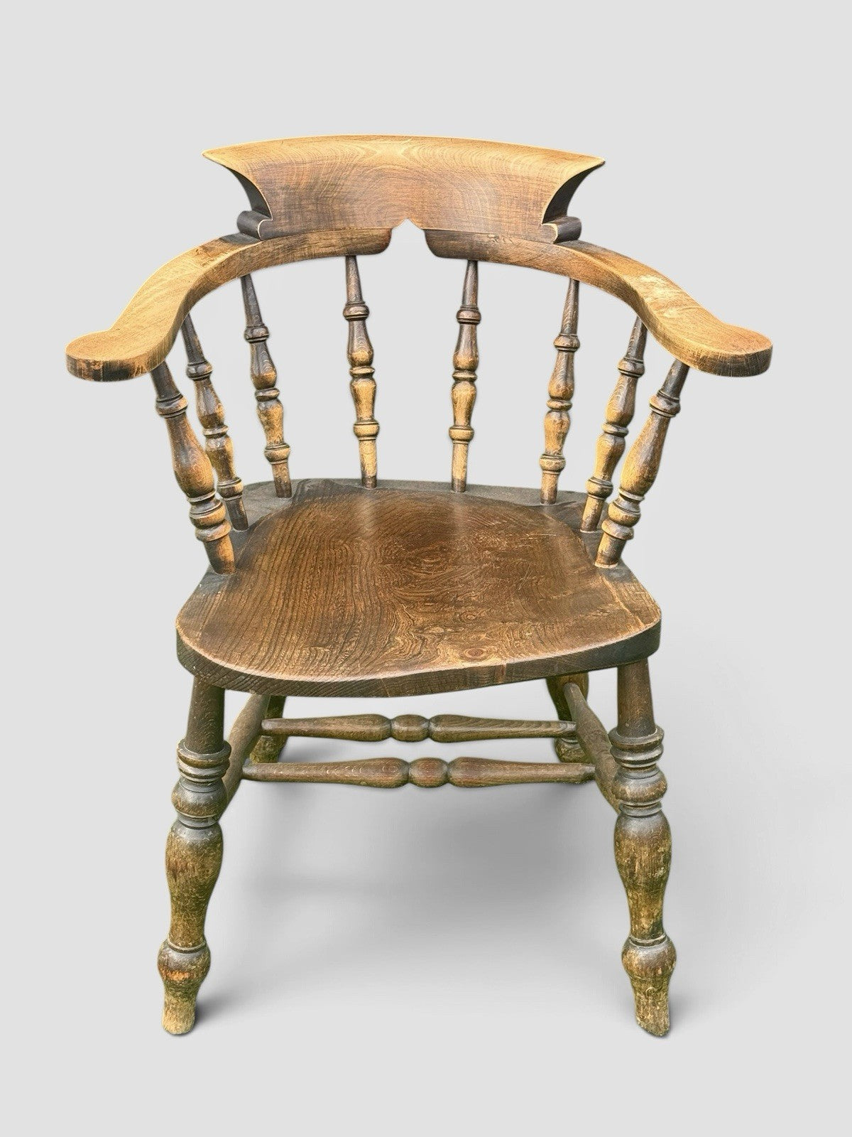 Antique Victorian Beech & Elm Smokers Captains Chair English Circa 1890