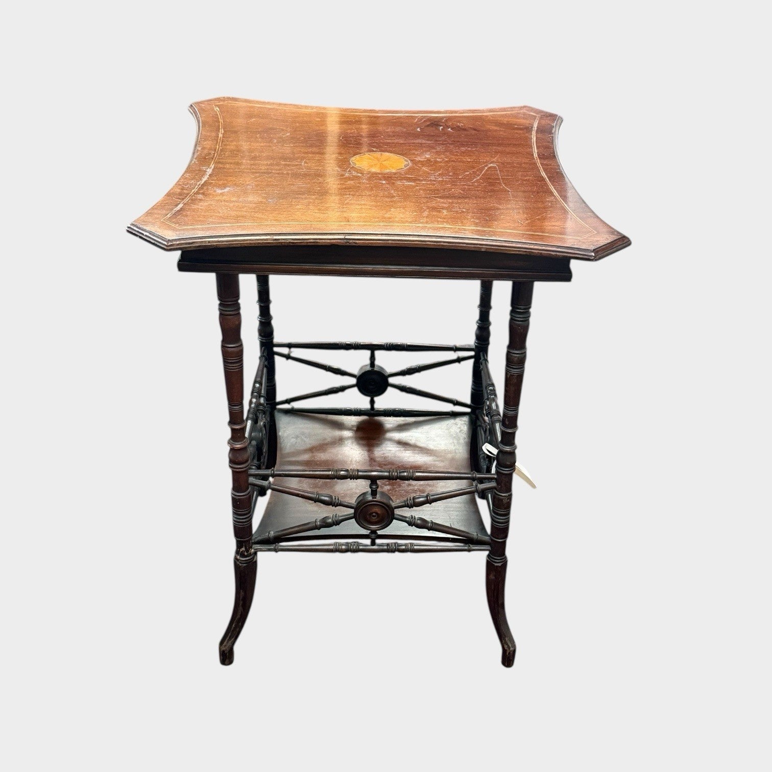 Antique Edwardian Sheraton Revival Side Table Inlaid Mahogany Occasional Table
