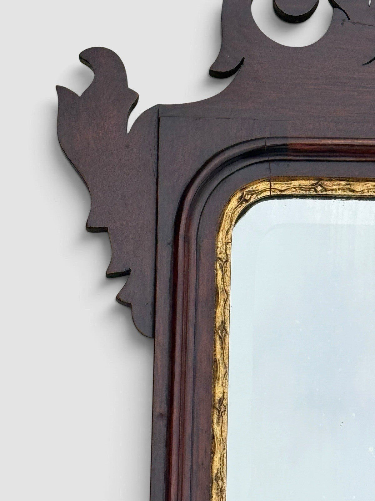 Antique Georgian Style Mahogany Wall Mirror Ho Ho Bird Carved Frame c1890