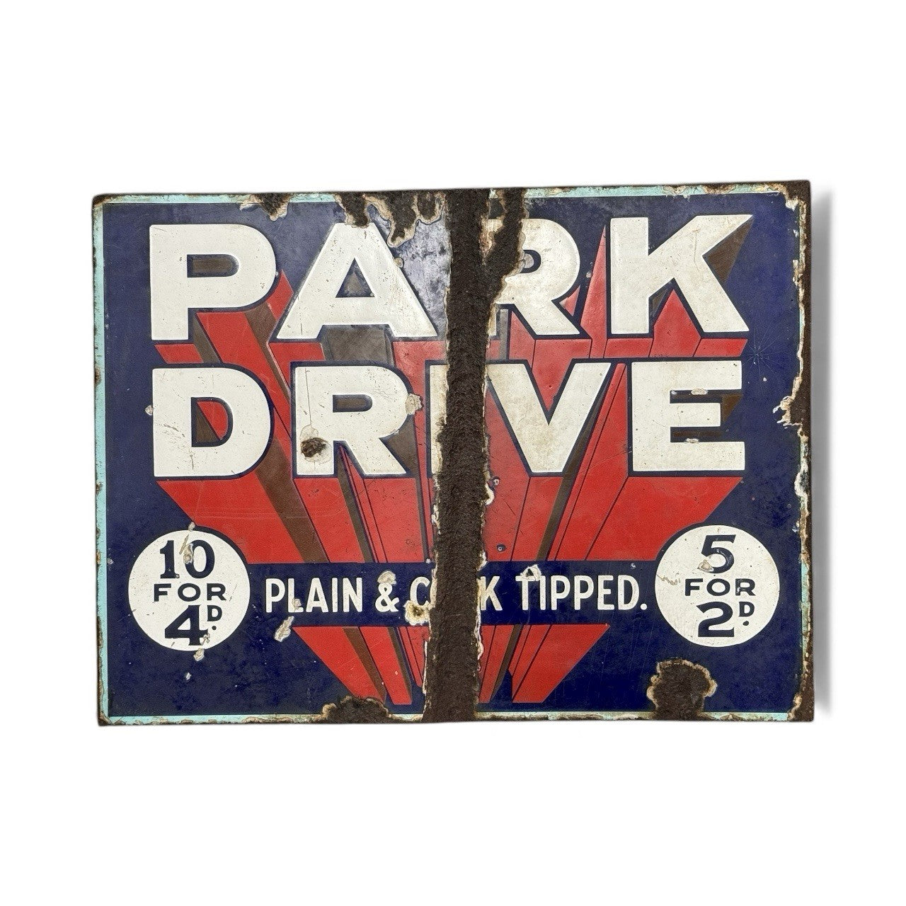Vintage Park Drive Double Sided Enamel Sign Tobacco Advertising Cigarette Tin