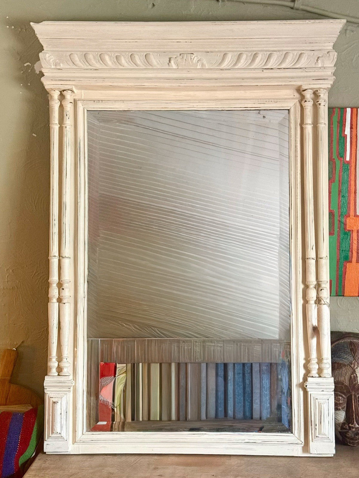 Antique French Over Mantle Mirror 