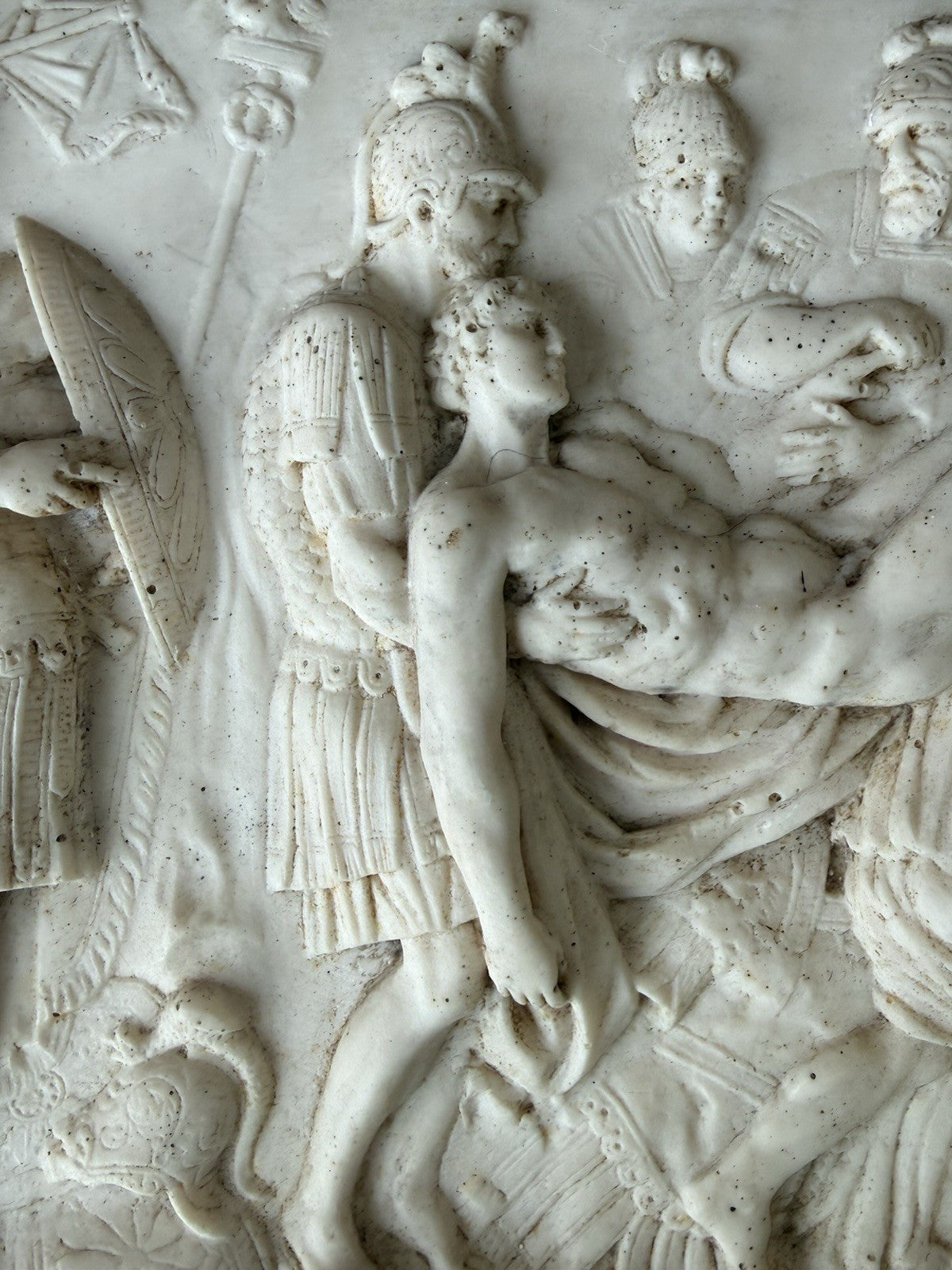 Vintage Roman Sarcophagus Relief Plaque Classical Stone Wall Art Antique Style