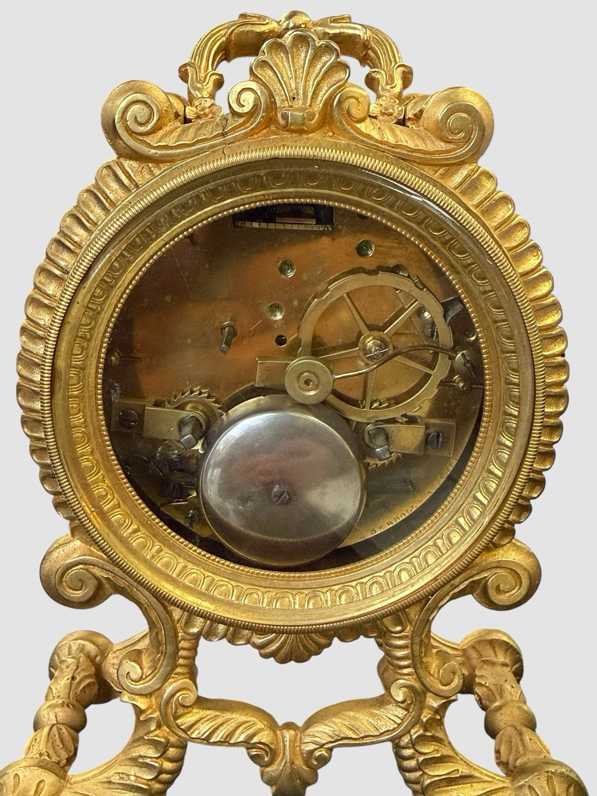 Antique French Ormolu Mantel Clock Rococo Gilt Bronze 19thC