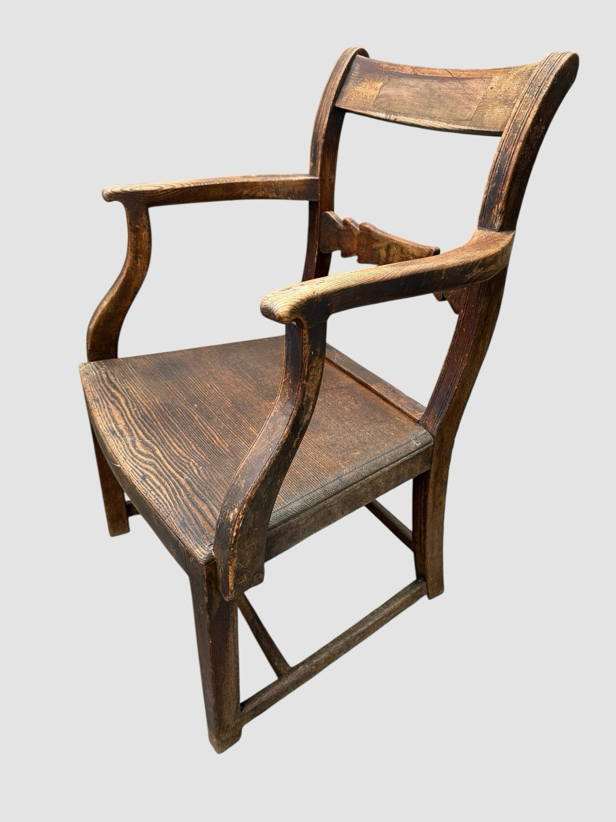 Antique Georgian Welsh Oak Carver Chair 18th Century Country Armchair