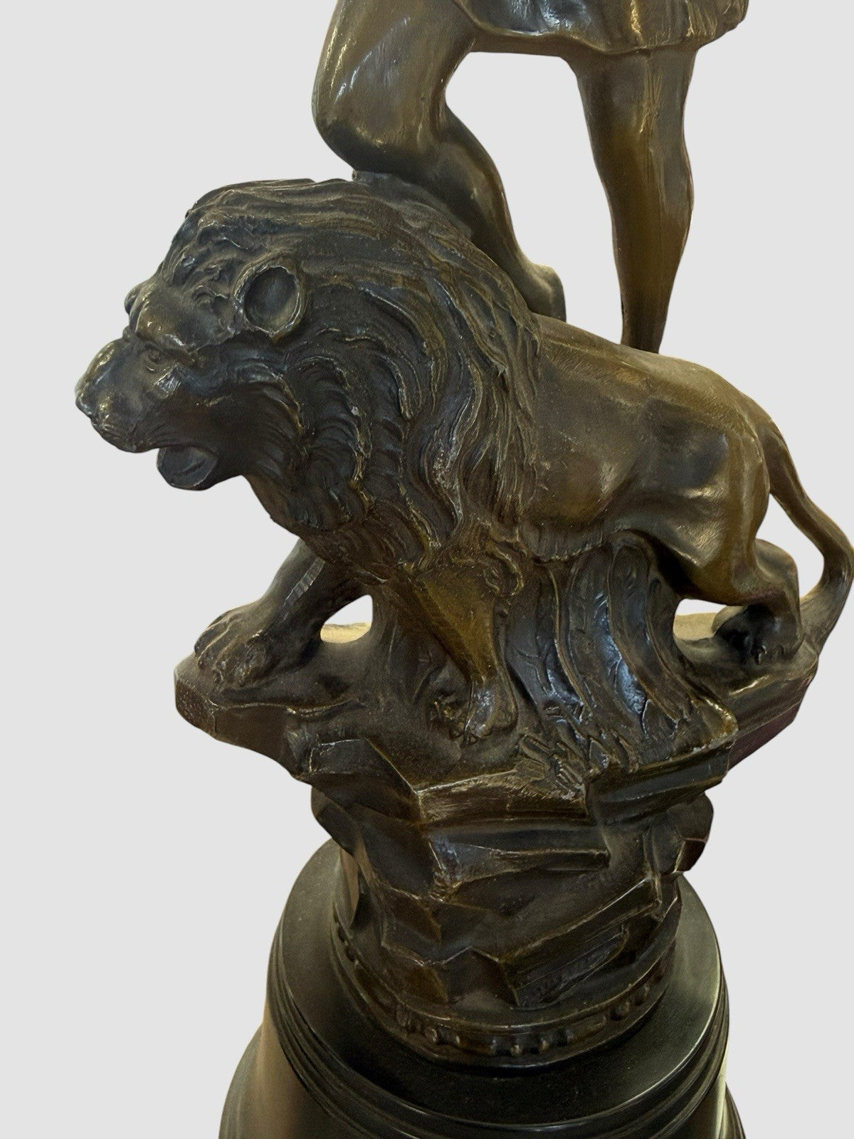 Pair Antique Cast Bronze Statues Figures Sculptures Ornate Patina Decorative