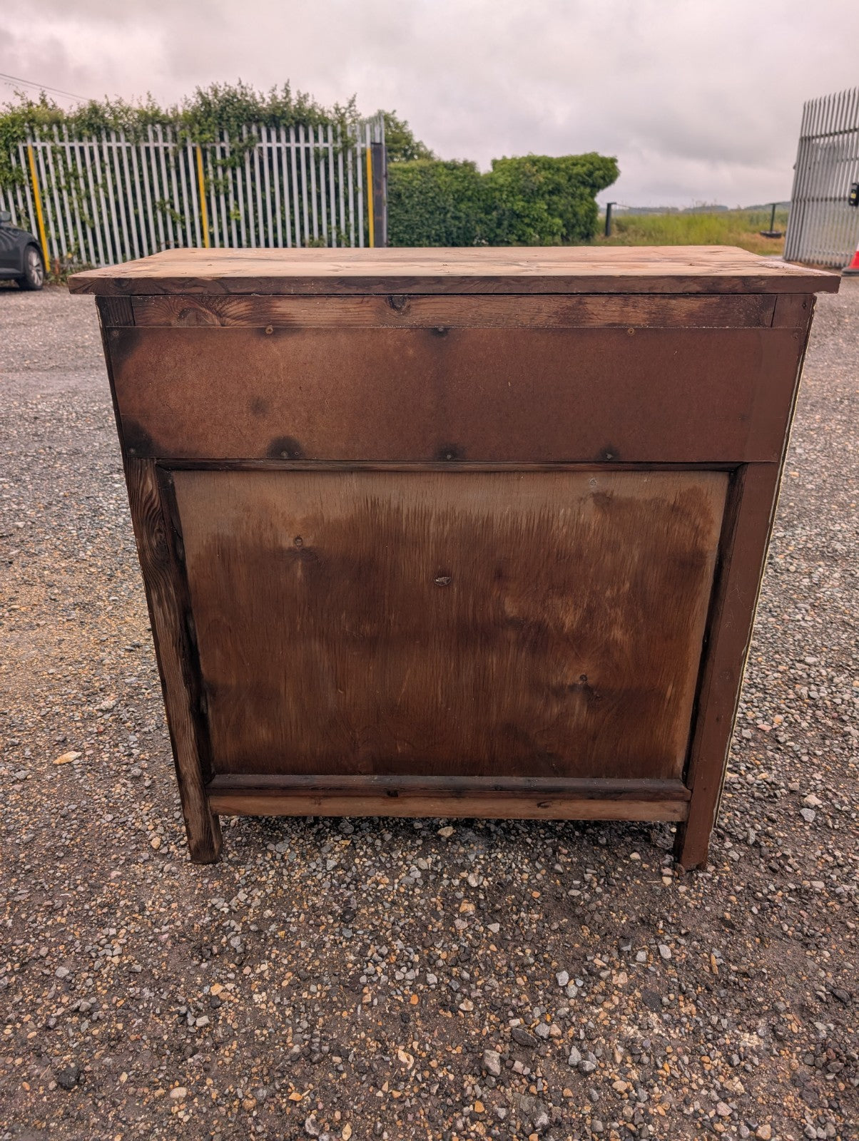 Yellow Hand painted Early 19c Glass And Solid Door Front Cupboard In 2 Pieces 