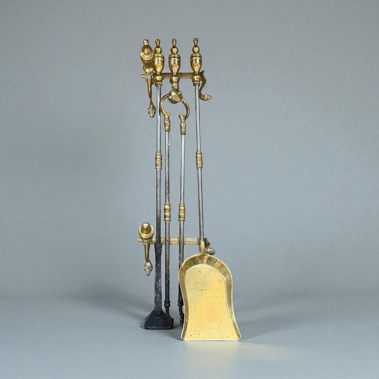 Antique Brass Companion Set Victorian Fireplace Tools Shovel Fire Dogs