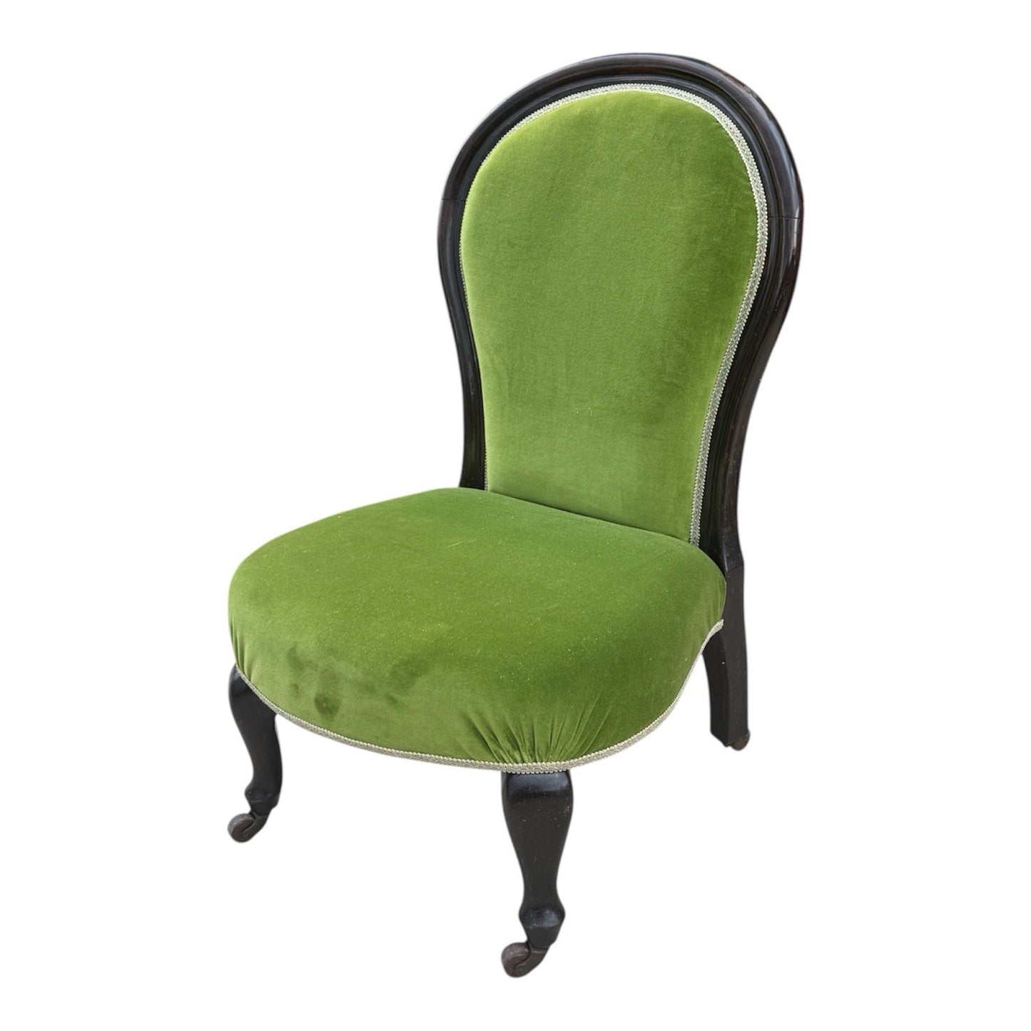 Antique Green Velvet Bedroom Chair 