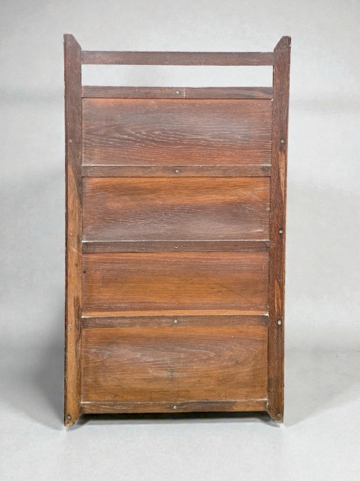 Antique Oak Arts and Crafts Bookcase Vintage Open Shelves Solid Wood Storage