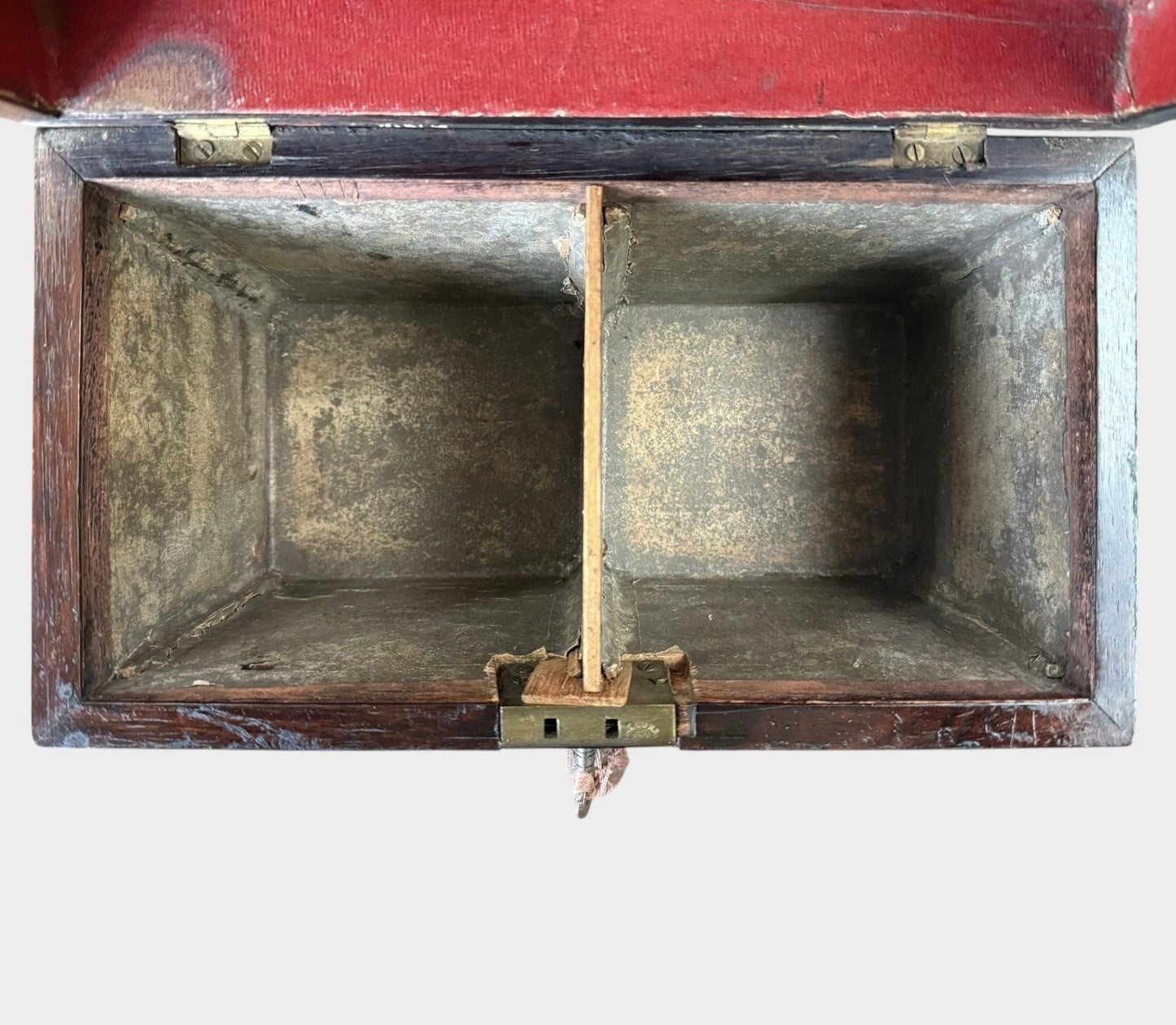 Antique Oak Tea Caddy 2 Compartment Vintage Collectors Storage Box