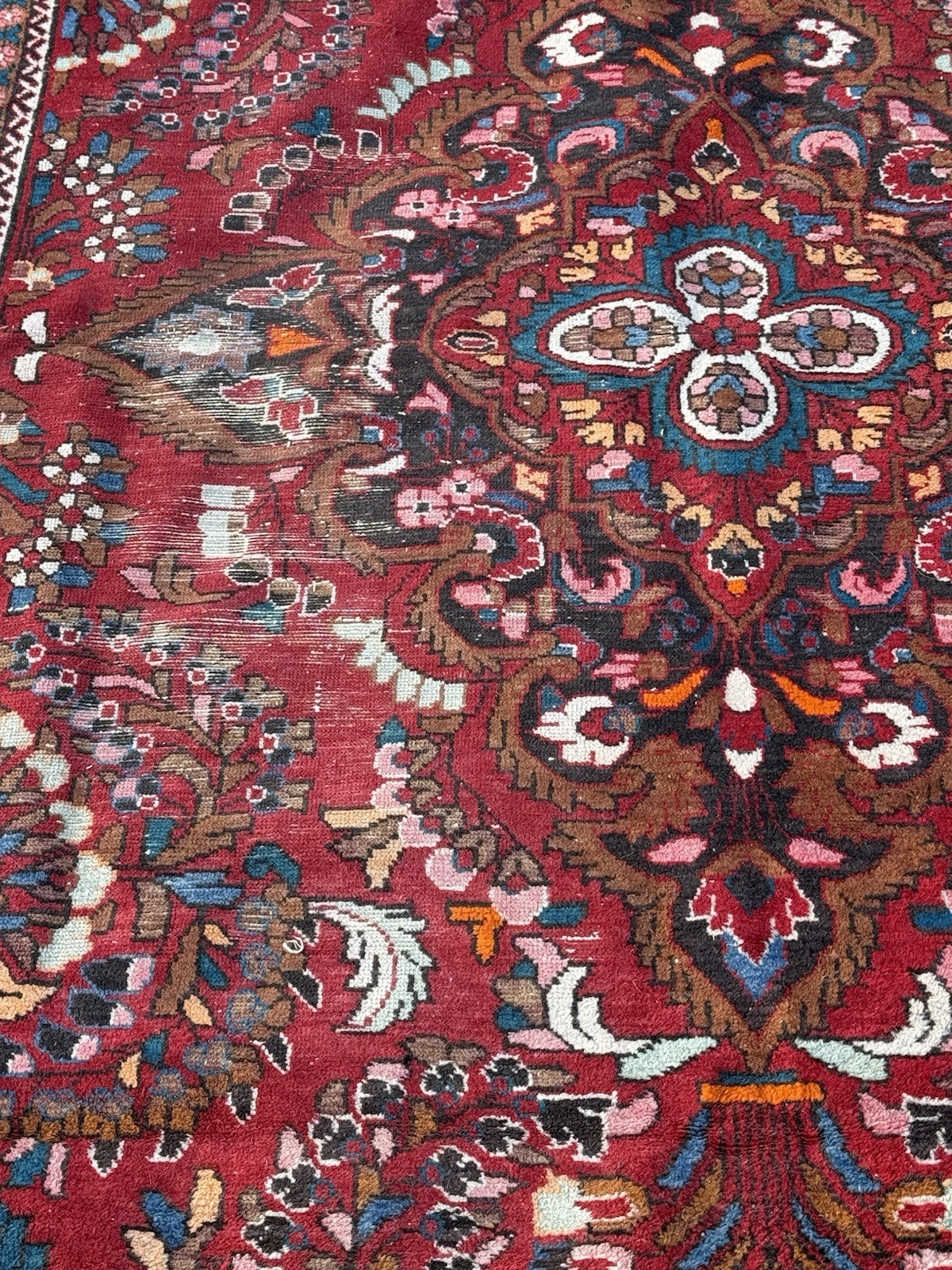 Vintage Keshan Rug Hand Knotted Wool Traditional Oriental Carpet