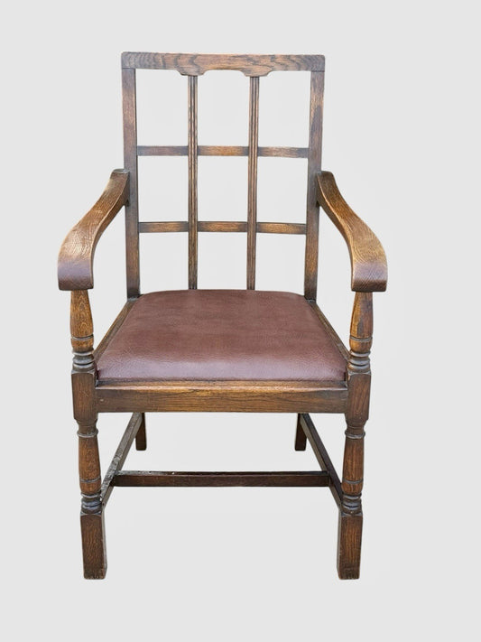 Antique Heals Style Oak Armchair Arts & Crafts Lounge Chair Early 20th C