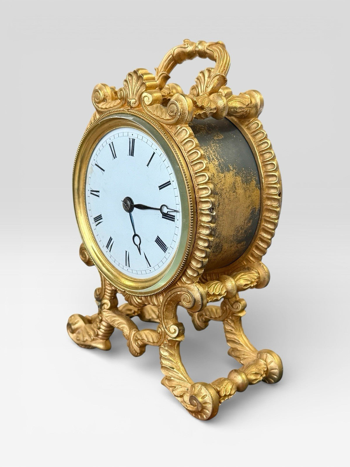 Antique French Ormolu Mantel Clock Rococo Gilt Bronze 19thC
