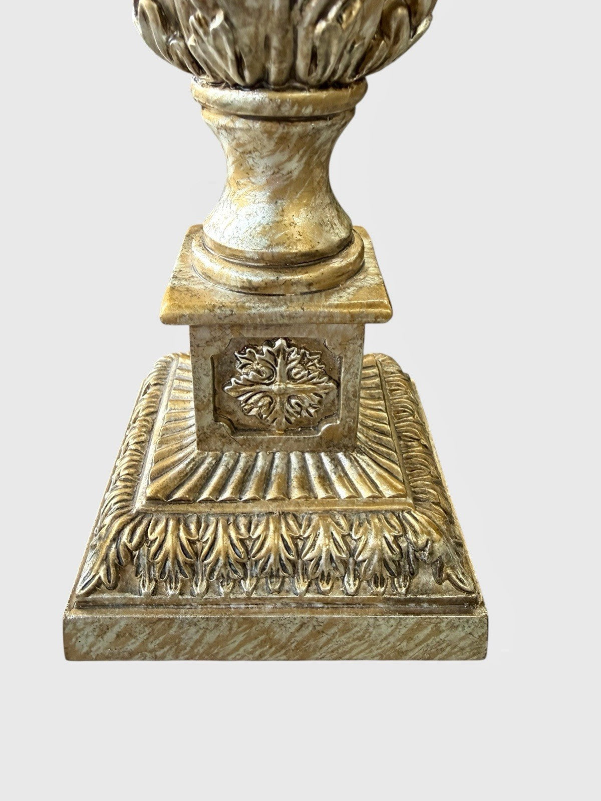 Vintage Neoclassical Table Lamps Pair Ornate Gold Effect with Shades