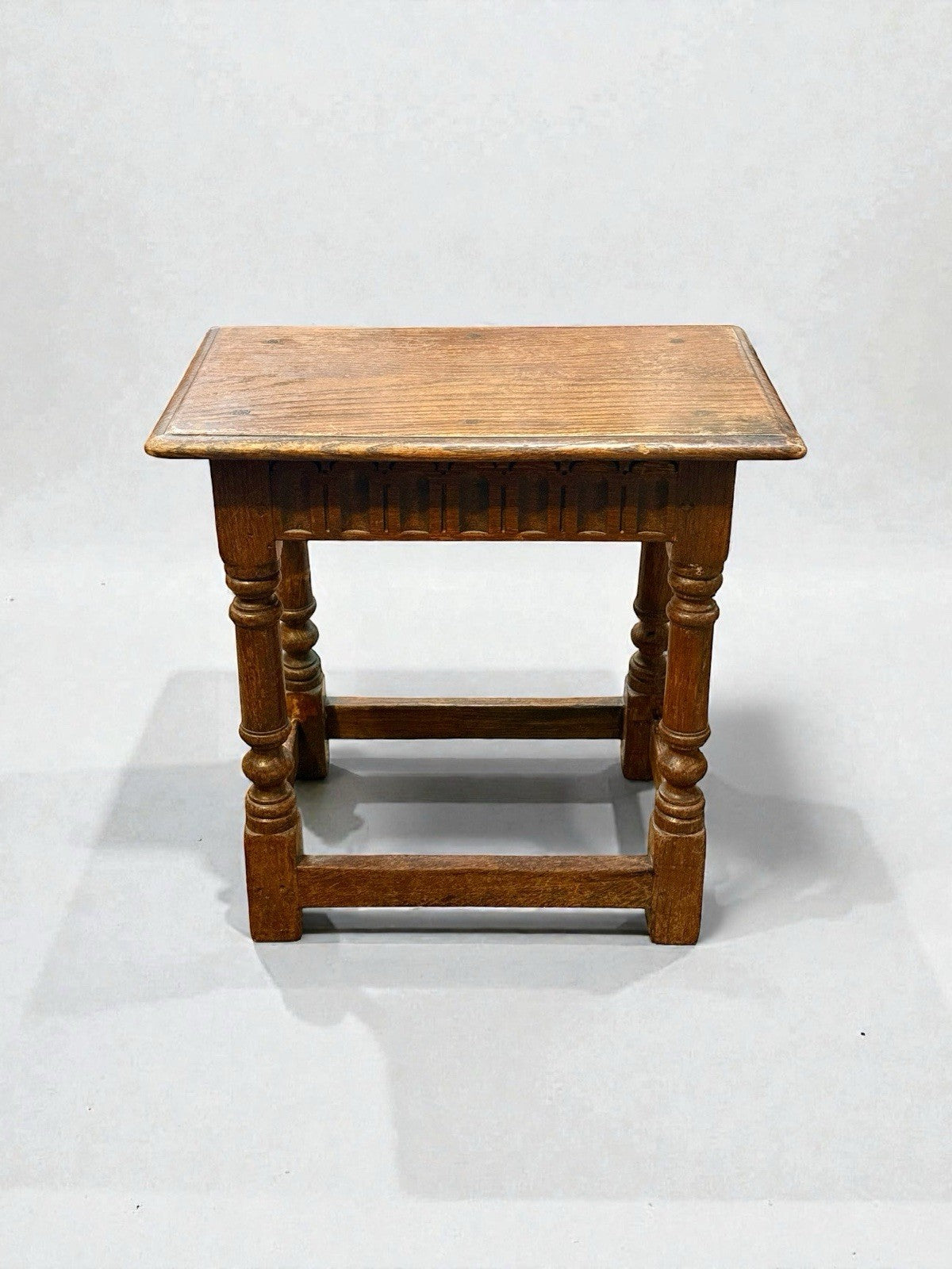 Antique English Oak Joint Stool 19th Century With Turned Legs