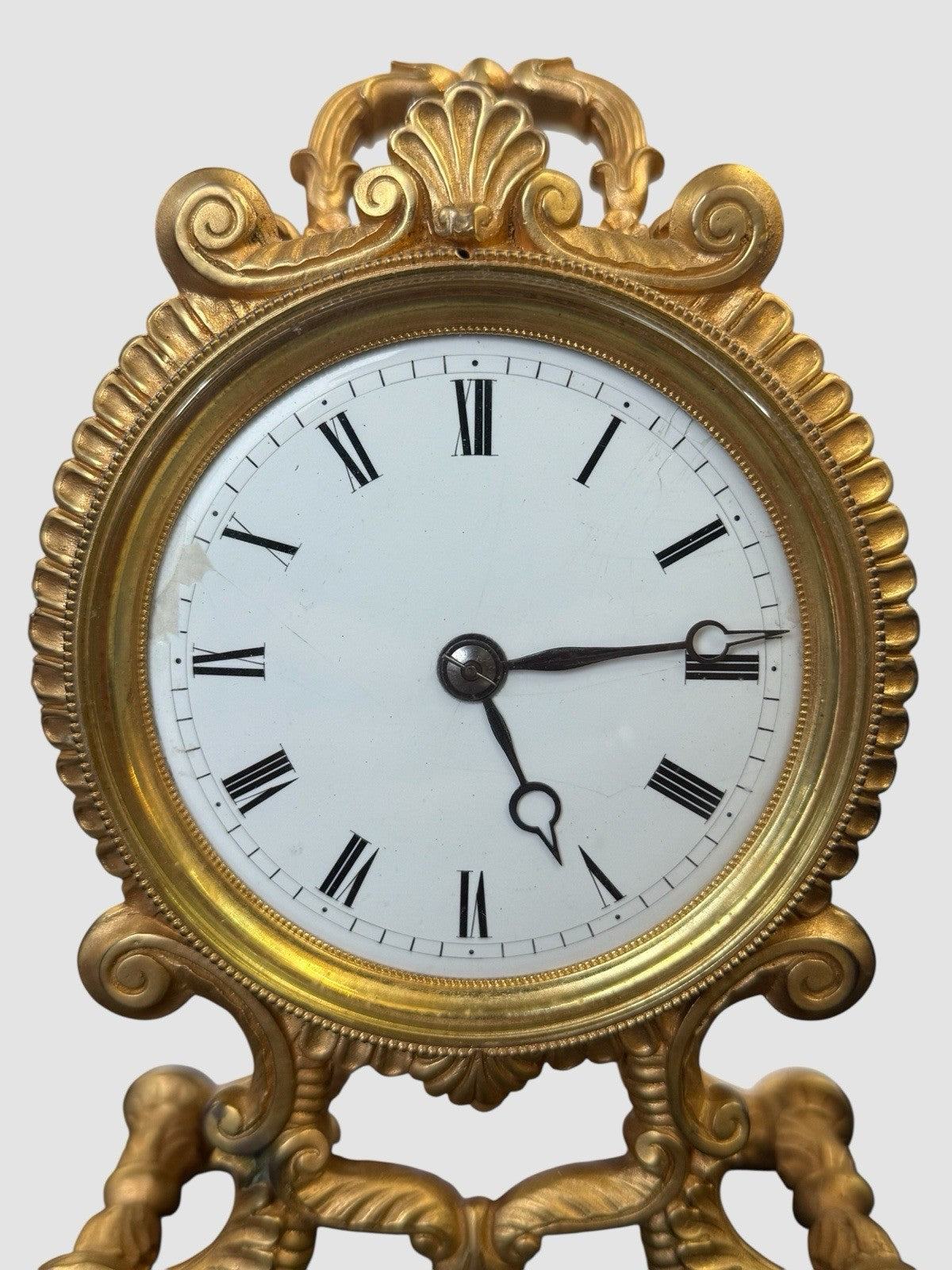 Antique French Ormolu Mantel Clock Rococo Gilt Bronze 19thC